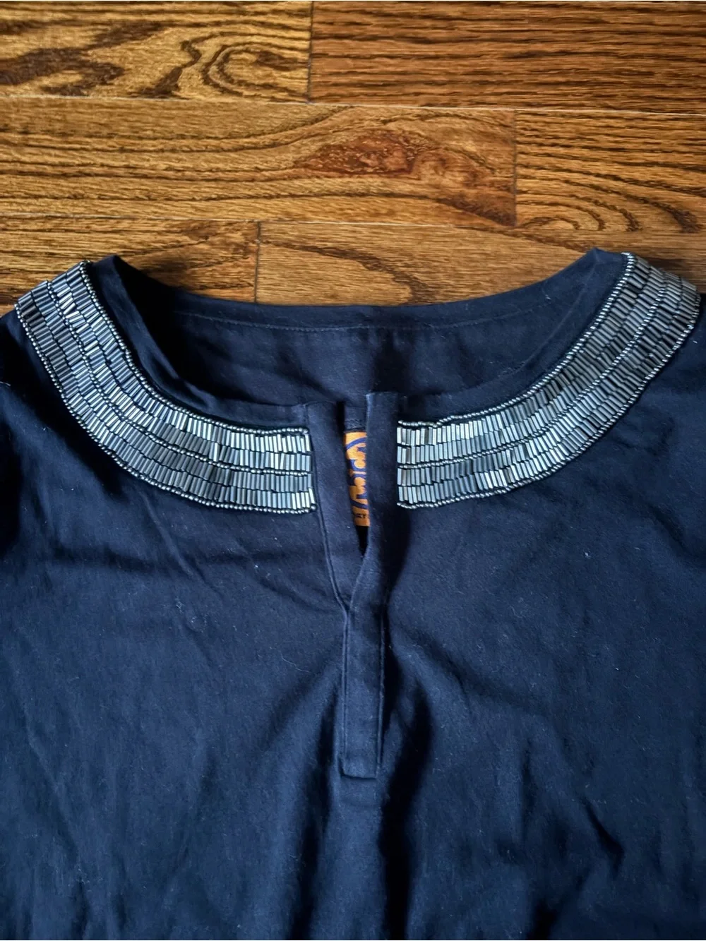 Tory Burch Embellished Beaded Neck Long Sleeve Knit Top Women’s Size M